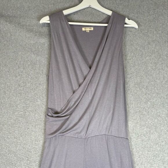 Raven + Lily Women's Size Medium Grey Wide Flare Leg One Piece Jumpsuit Faux Wra - Picture 2 of 11